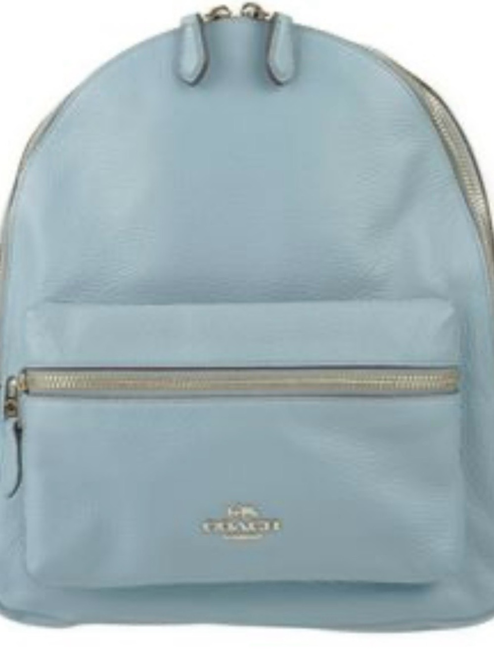 Coach Pebbled Leather Backpack in Light Blue with Gold Hardware